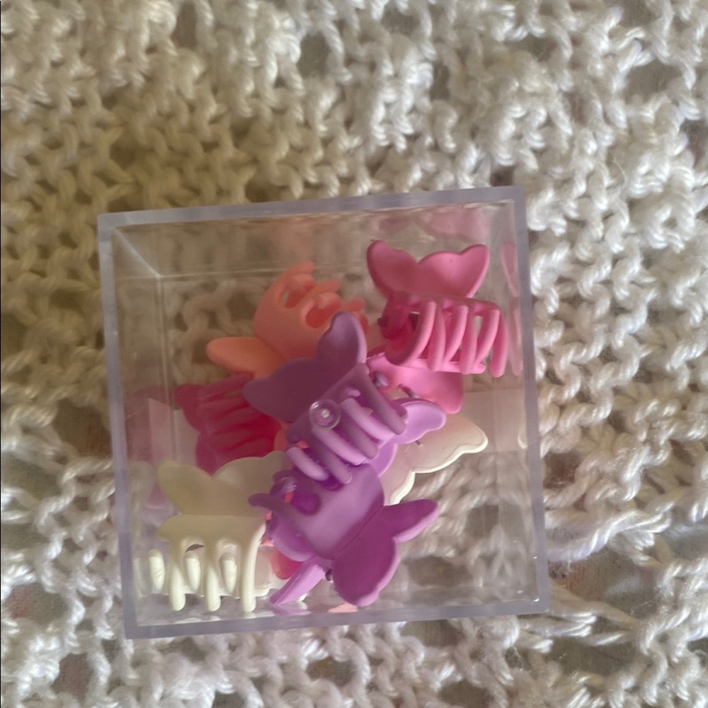 Butterfly Hair Clips Set in Pink, Purple, and Cream